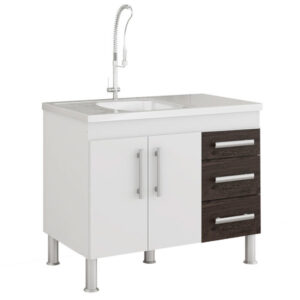 Balcão Flex Branco com Preto 94 cm | MGM Móveis