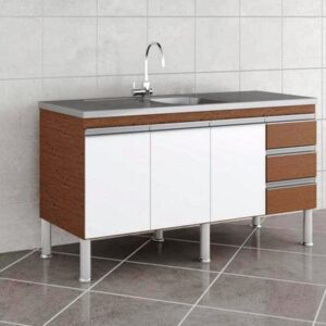 Balcão Ibiza Amêndoa / Branco 144 cm | MGM Móveis