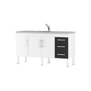 Balcão Flex Branco com Preto 144 cm | MGM Móveis - Imagem 1