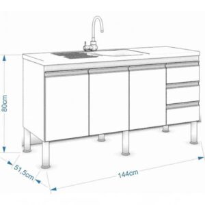 Balcão Ibiza Branco 144 cm | MGM Móveis - Imagem 5