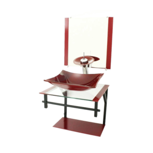 Kit Gabinete de Vidro 40 cm com Cuba Retangular e Espelho GM40AP | VMEX - Imagem 1