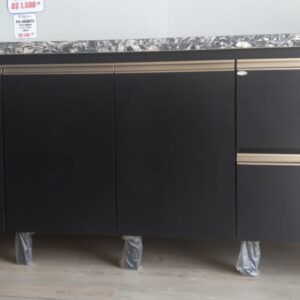 Balcão Munique Black Intense 194 cm | MM Gabinetes