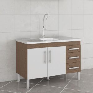 Balcão Flex Amêndoa / Branco 114 cm | MGM Móveis