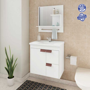 Kit Gabinete e Espelheira Tulipa Branco 59 cm | MGM Móveis - Imagem 1