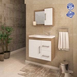 Kit Gabinete e Espelheira Vix Carvalho / Branco 65 cm | MGM Móveis - Imagem 3