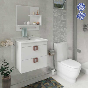 Kit Gabinete e Espelheira Lírio Branco 59 cm | MGM Móveis - Imagem 2