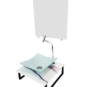 Kit Gabinete de Vidro Reto 40 cm com Cuba e Espelho Boston B40CQ Preto | VMEX